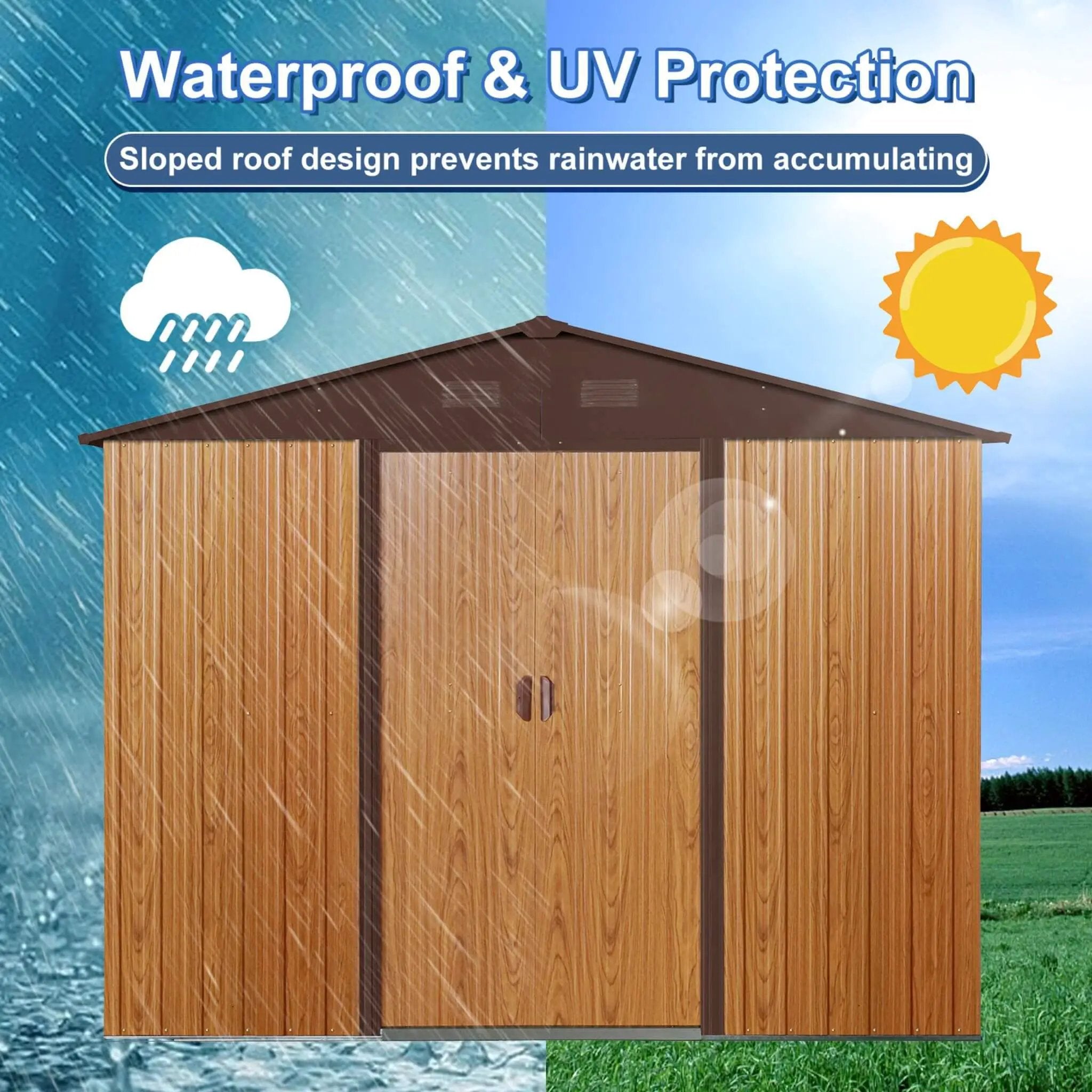 [06X08FT] Alora Premium Outdoor Metal Storage Shed With Metal Floor Frame (SAK95204) by SAKSBY WHOLESALE