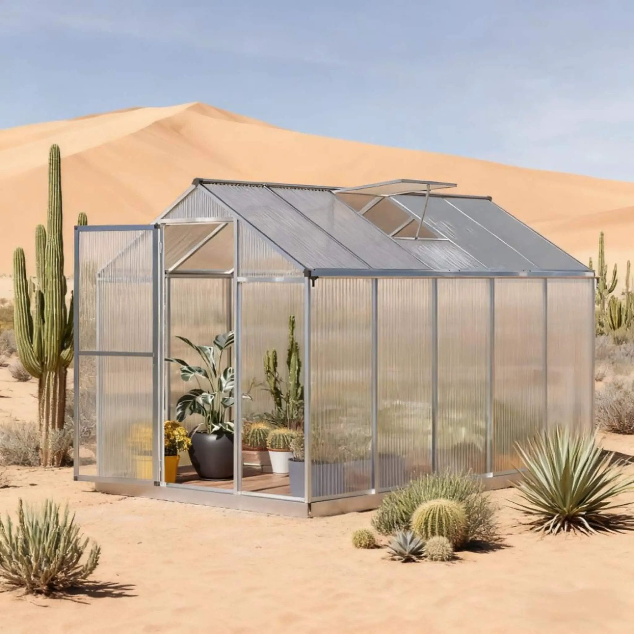 [06X10FT] Large Walk-In Backyard Greenhouse W/ Rainwater Collection System And Roof Vent (SAK93581) by SAKSBY WHOLESALE