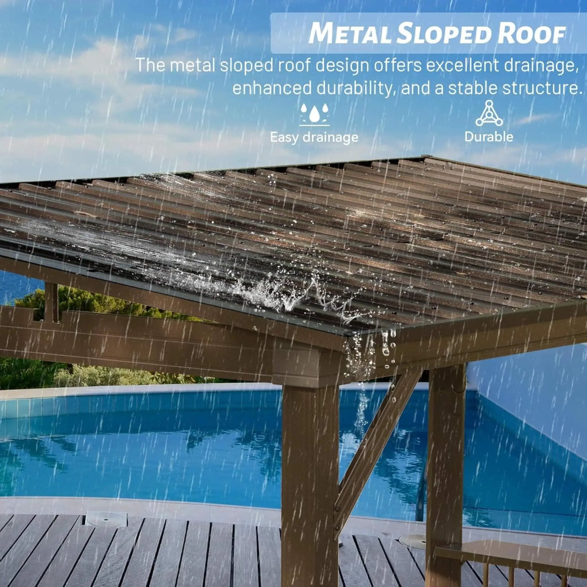 [06X12FT] Hardtop Grill Gazebo With Steel Roof, Shelves, And Hooks (SAK81324) by SAKSBY WHOLESALE
