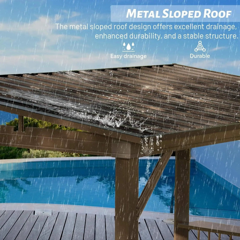 [06X12FT] Hardtop Grill Gazebo With Steel Roof, Shelves, And Hooks (SAK81324) by SAKSBY WHOLESALE