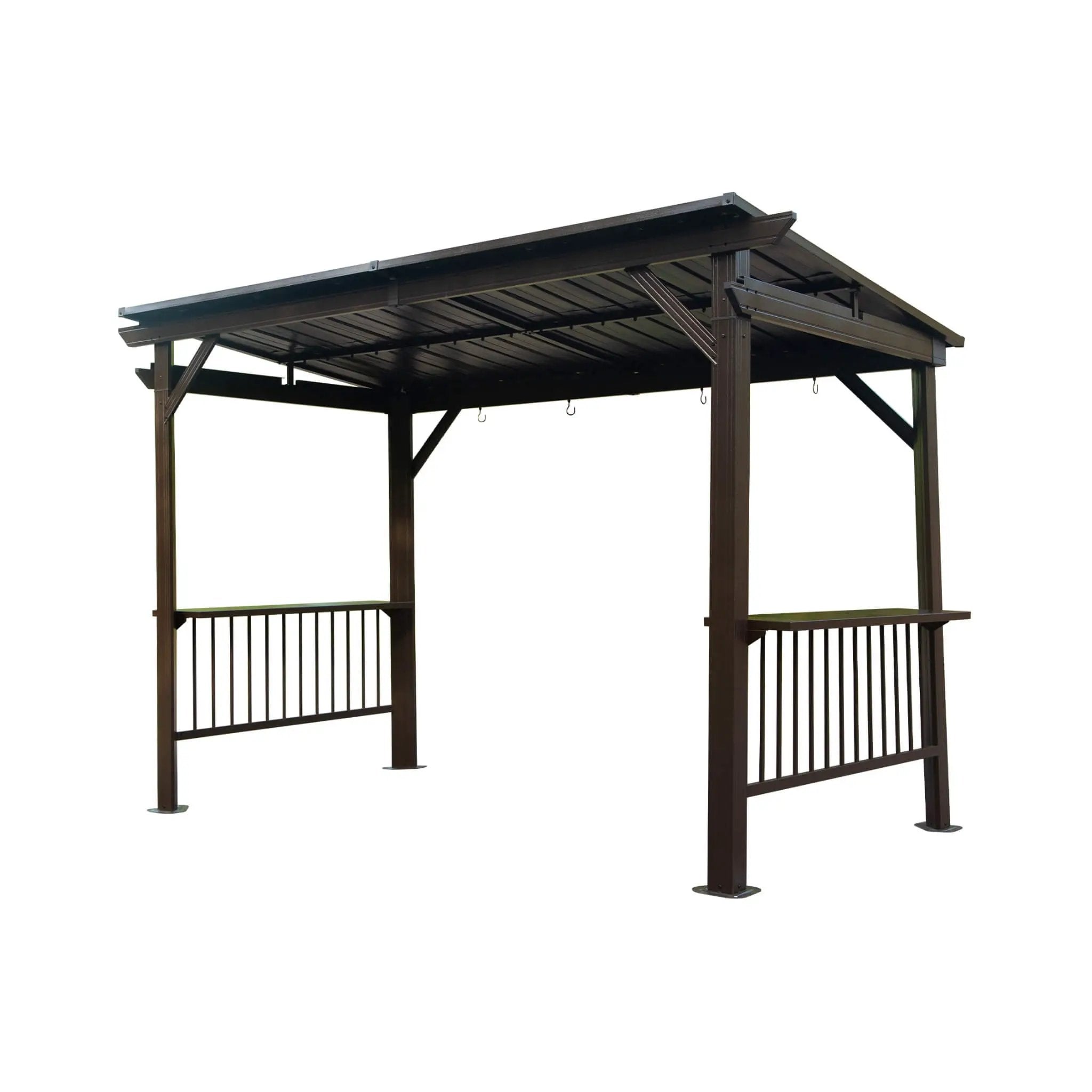 [06X12FT] Hardtop Grill Gazebo With Steel Roof, Shelves, And Hooks (SAK81324) by SAKSBY WHOLESALE
