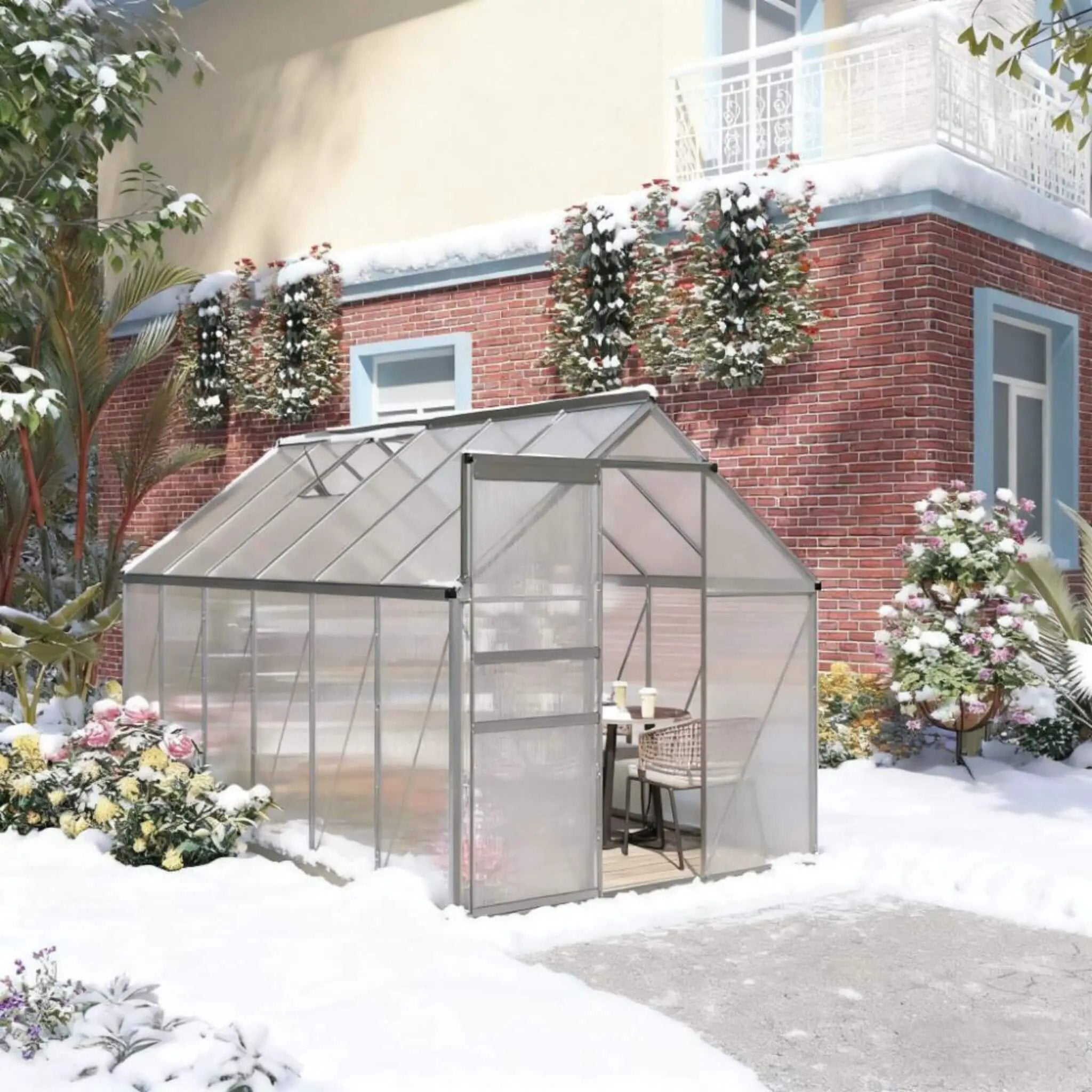 [06X12FT] Heavy-Duty Aluminum Walk-In Greenhouse With Rooftop Vent And Sliding Door (SAK69048) by SAKSBY WHOLESALE