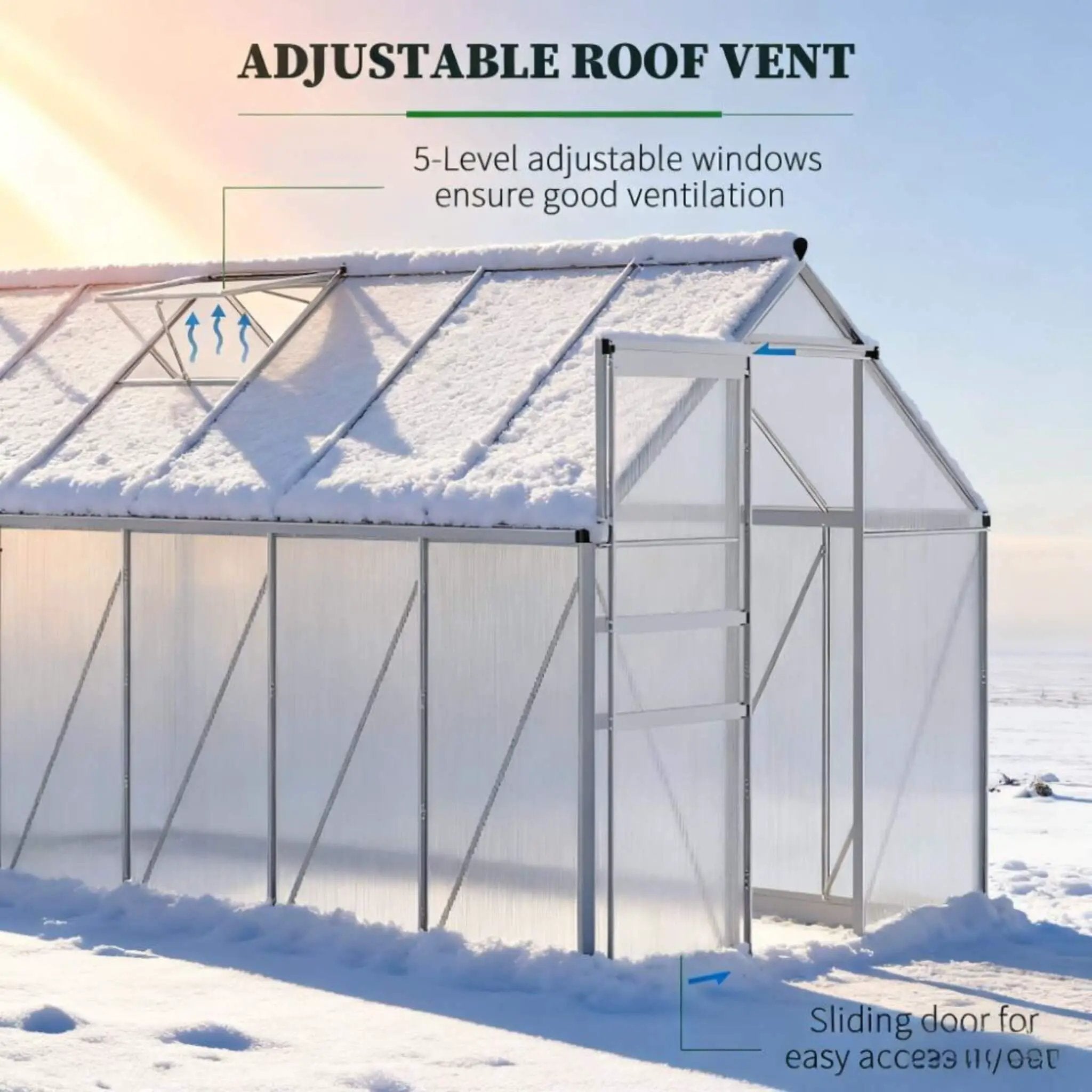 [06X12FT] Heavy-Duty Aluminum Walk-In Greenhouse With Rooftop Vent And Sliding Door (SAK69048) by SAKSBY WHOLESALE
