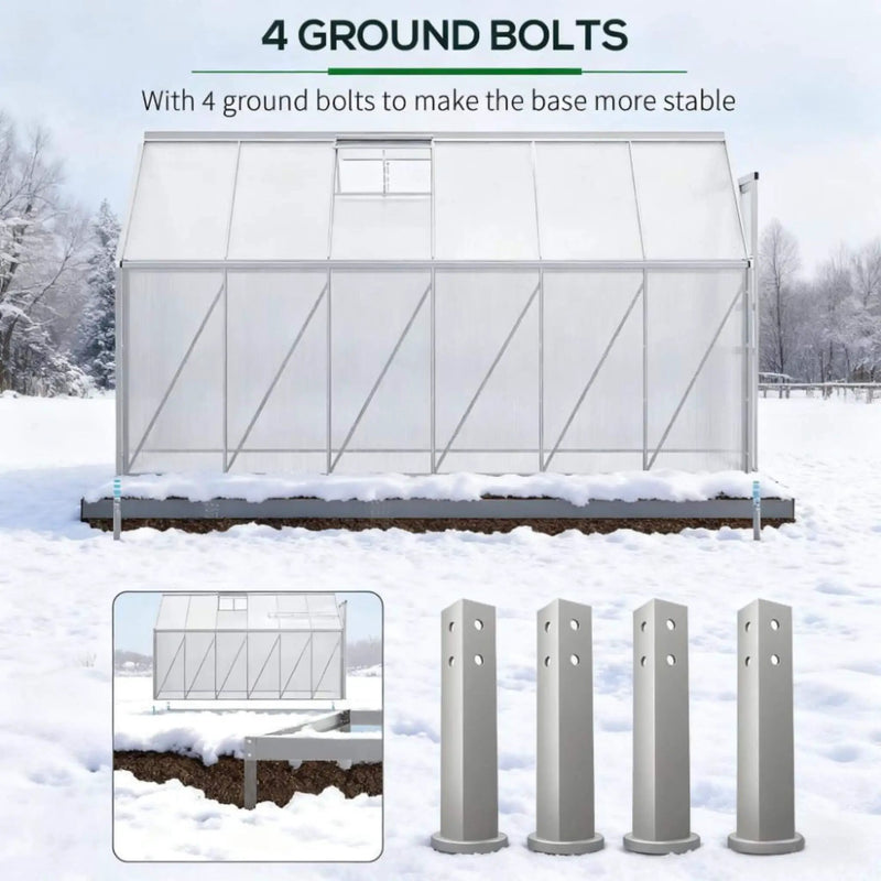 [06X12FT] Heavy-Duty Aluminum Walk-In Greenhouse With Rooftop Vent And Sliding Door (SAK69048) by SAKSBY WHOLESALE