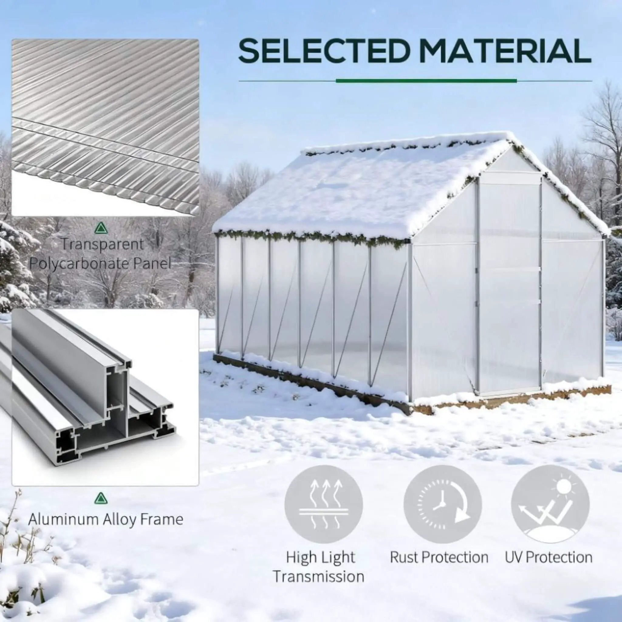[06X12FT] Heavy-Duty Aluminum Walk-In Greenhouse With Rooftop Vent And Sliding Door (SAK69048) by SAKSBY WHOLESALE