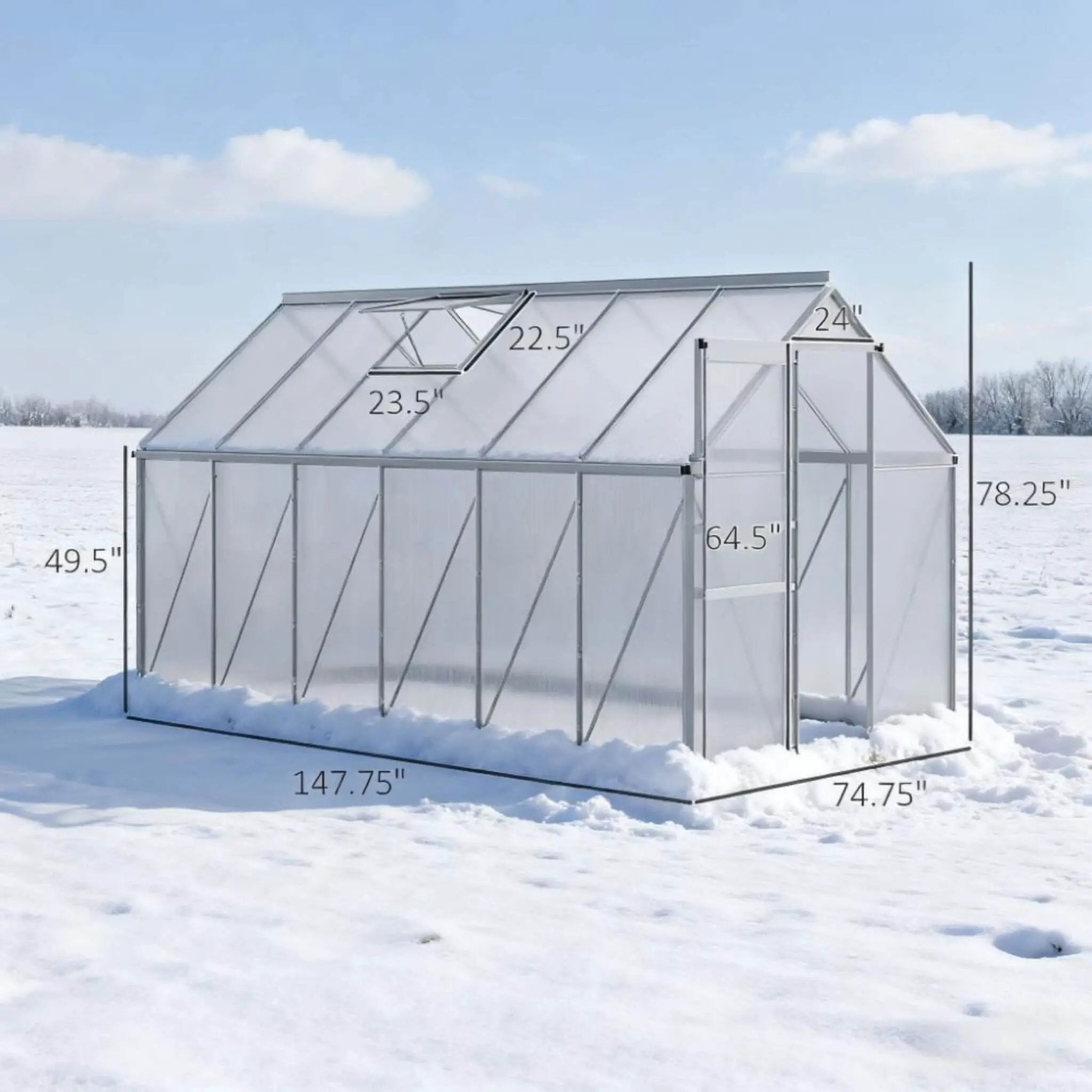 [06X12FT] Heavy-Duty Aluminum Walk-In Greenhouse With Rooftop Vent And Sliding Door (SAK69048) by SAKSBY WHOLESALE