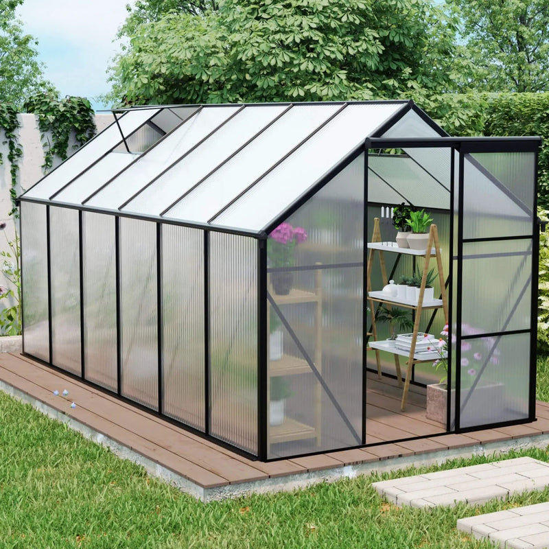 [06X12FT] Heavy-Duty Black Polycarbonate Greenhouse With Raised Base And Anchor (SAK92451) by SAKSBY WHOLESALE