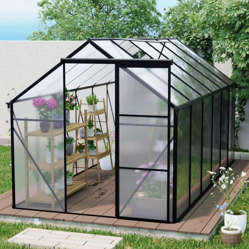 [06X12FT] Heavy-Duty Black Polycarbonate Greenhouse With Raised Base And Anchor (SAK92451) by SAKSBY WHOLESALE