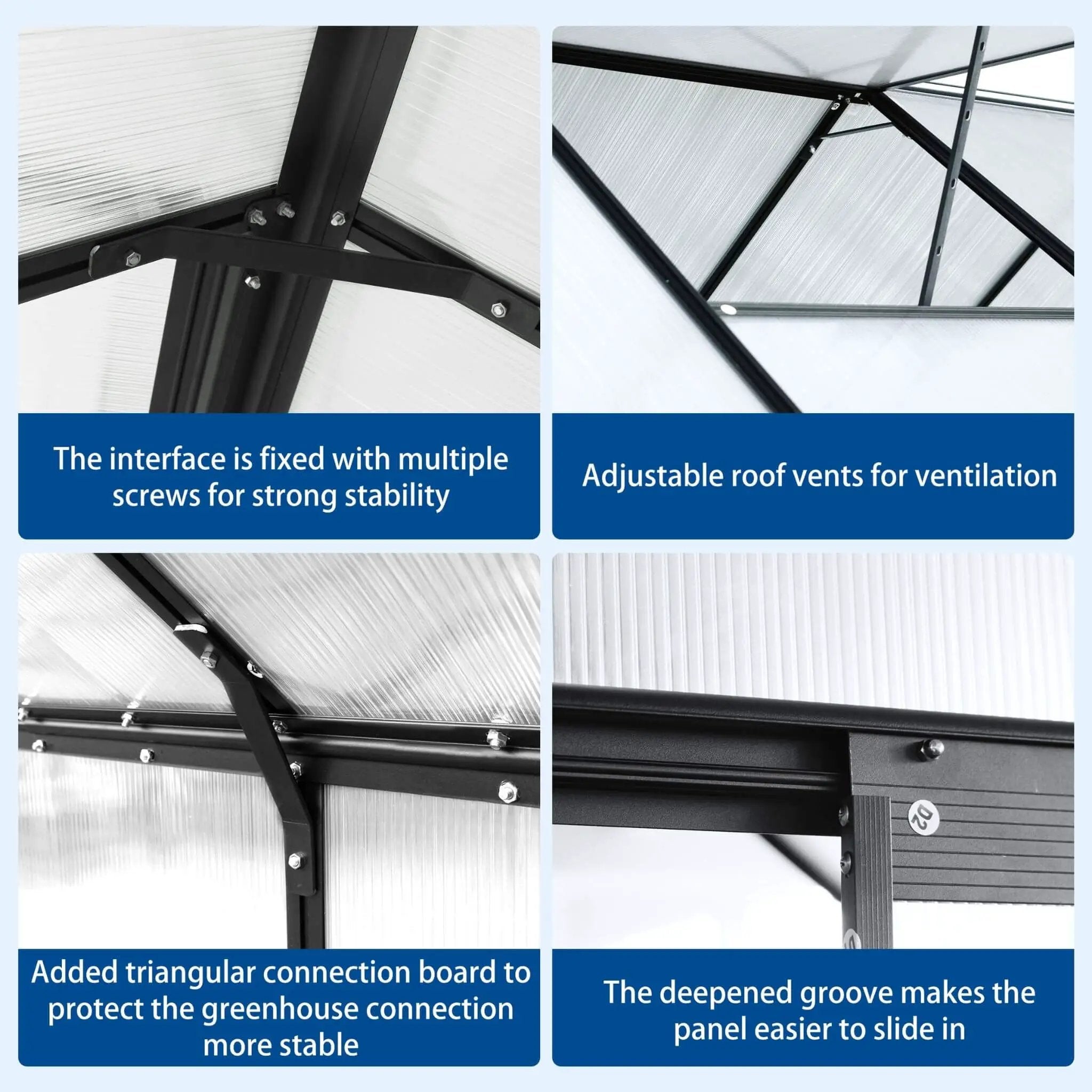 [06X12FT] Heavy-Duty Black Polycarbonate Greenhouse With Raised Base And Anchor (SAK92451) by SAKSBY WHOLESALE