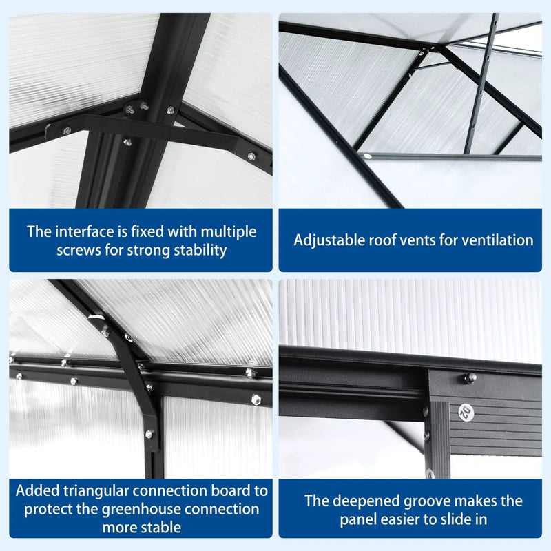 [06X12FT] Heavy-Duty Black Polycarbonate Greenhouse With Raised Base And Anchor (SAK92451) by SAKSBY WHOLESALE