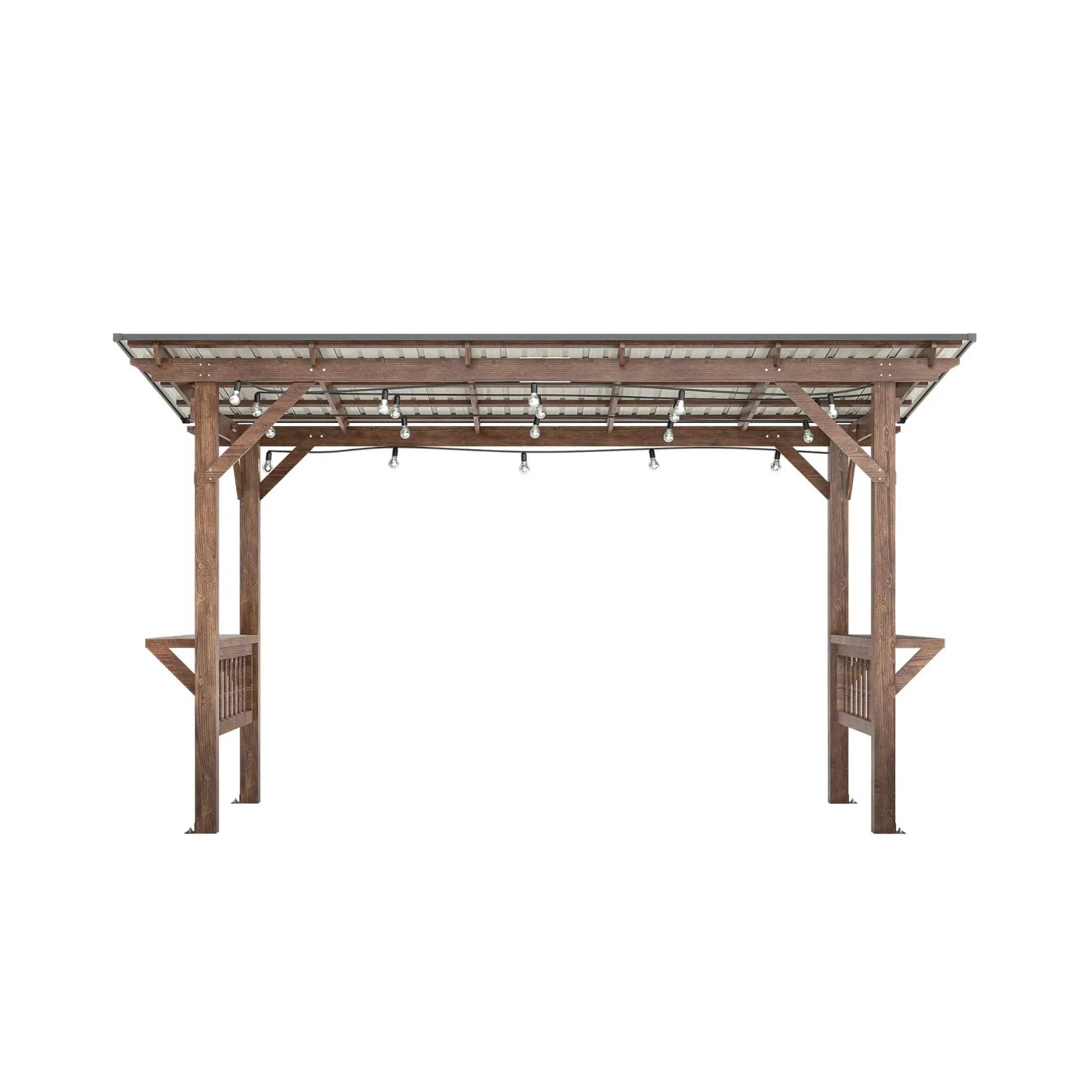 [06X13FT] Alora Durable Outdoor Hardtop BBQ Grill Shelter Gazebo With Shelves (SAK65420) by SAKSBY WHOLESALE