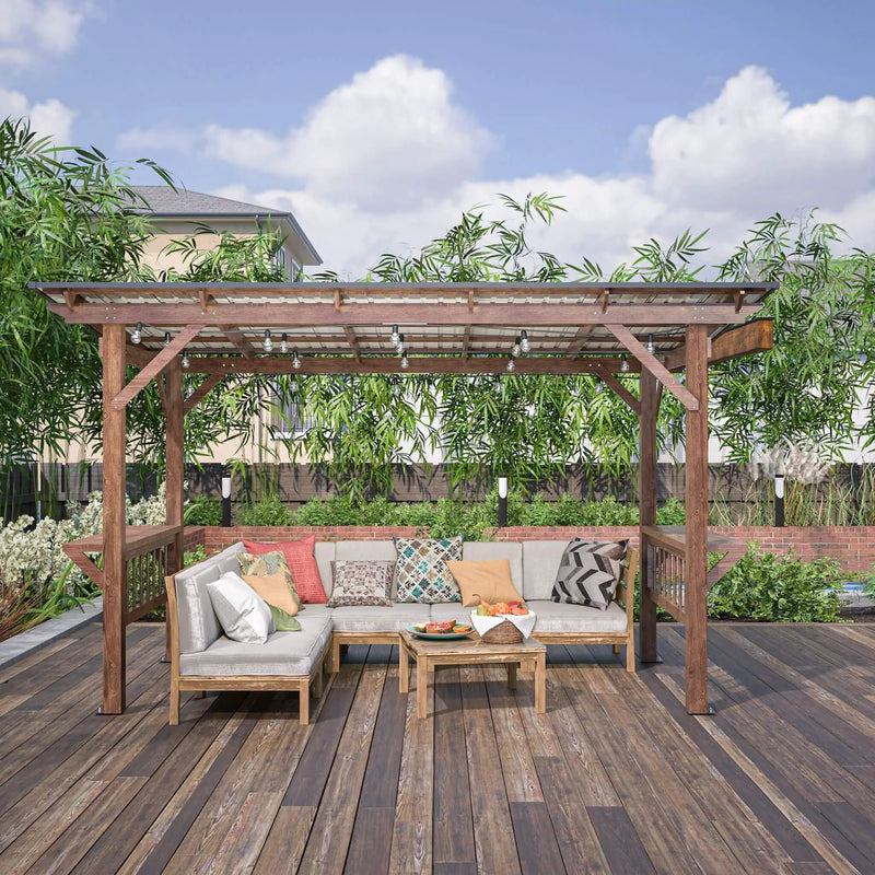 [06X13FT] Alora Durable Outdoor Hardtop BBQ Grill Shelter Gazebo With Shelves (SAK65420) by SAKSBY WHOLESALE