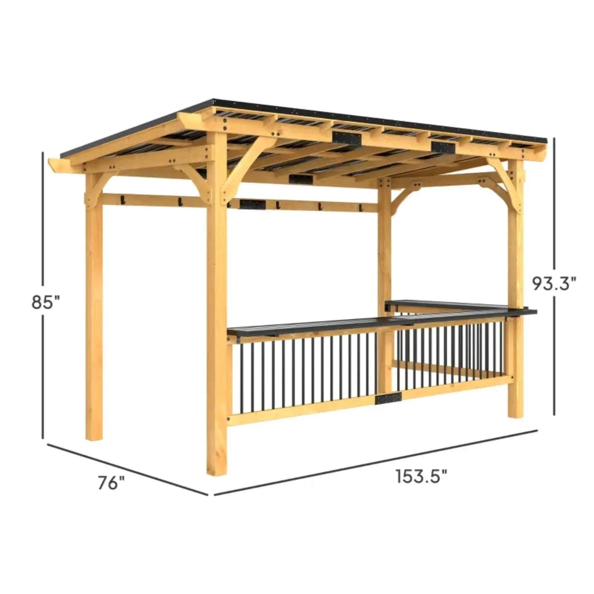 [06X13FT] Alora Premium Outdoor Hardtop Wooden BBQ Grill Gazebo (SAK97420) by SAKSBY WHOLESALE