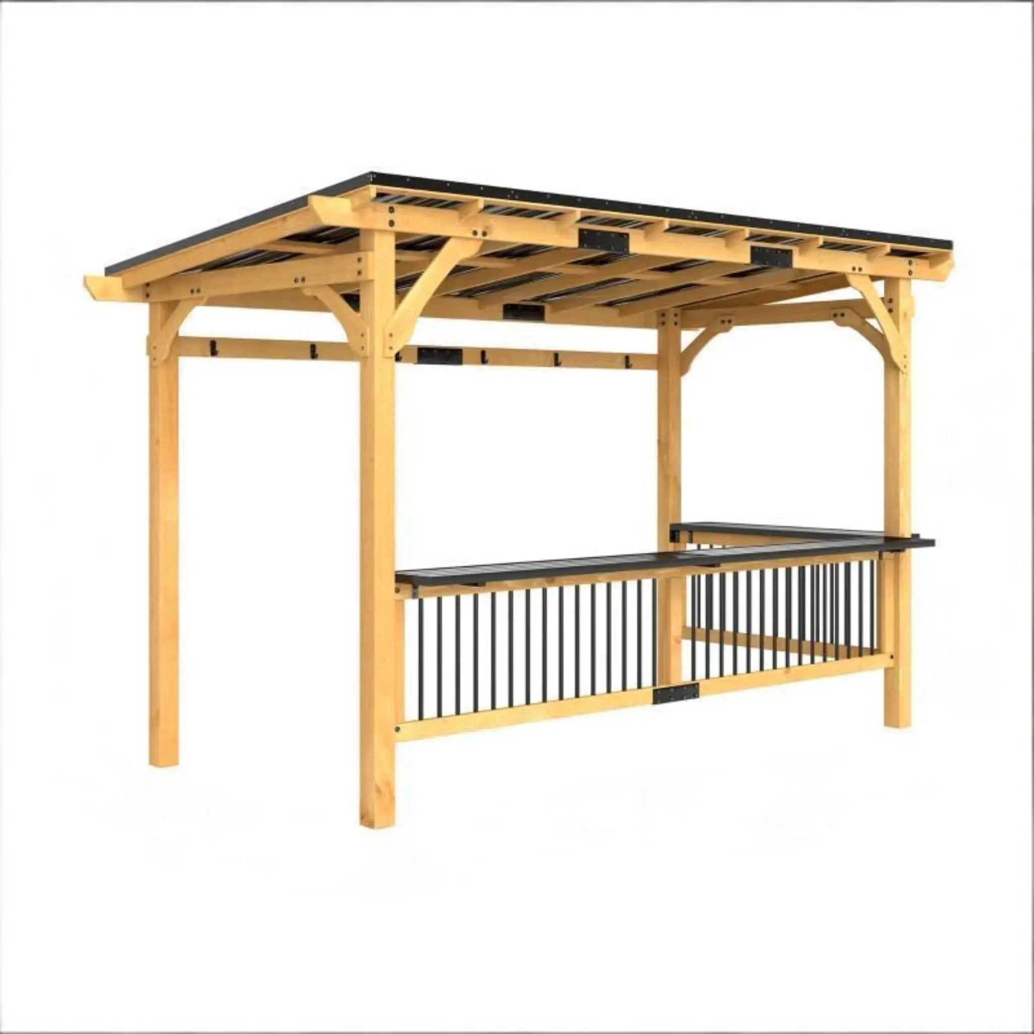 [06X13FT] Alora Premium Outdoor Hardtop Wooden BBQ Grill Gazebo (SAK97420) by SAKSBY WHOLESALE
