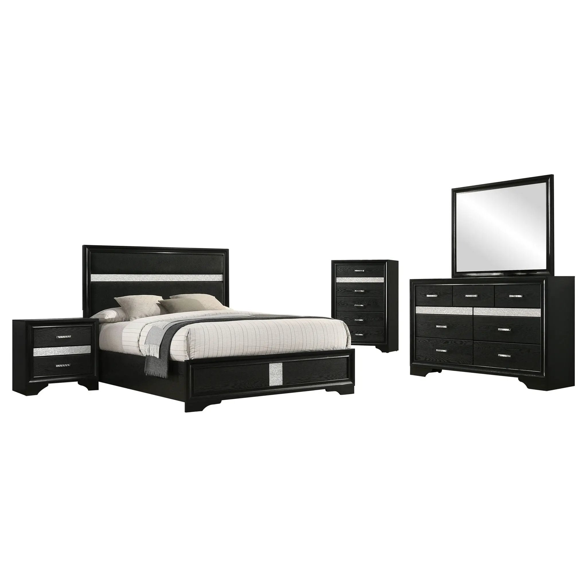 Miranda 5-piece Full Bedroom Set Black by Unique Piece Furniture