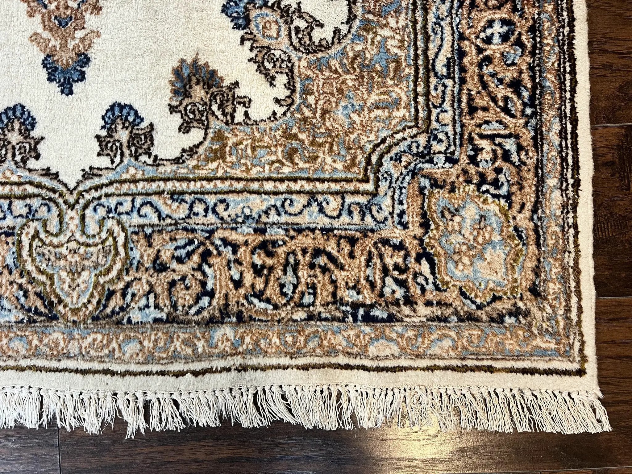 Square Persian Kirman Rug 4x4, Semi Open Field, Handmade by Jewel Rugs
