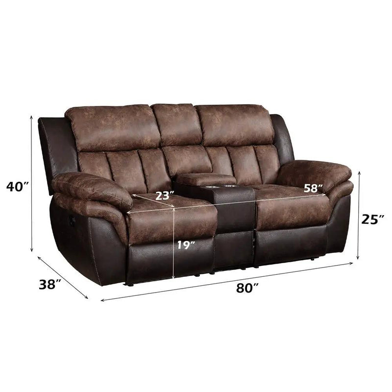 Jaylen - Motion Loveseat With Console - Toffee & Espresso Polished Microfiber by Unique Piece Furniture