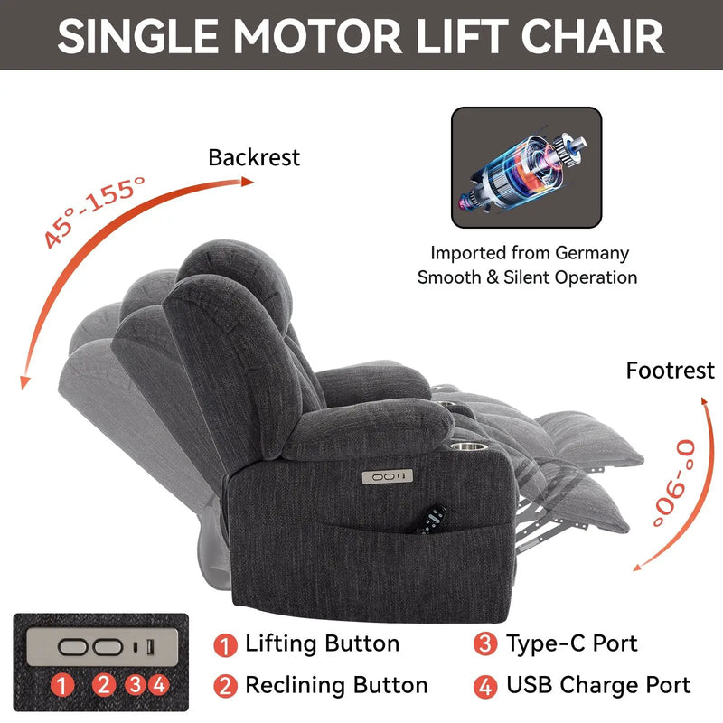 Chenille Power Lift Recliner Chair by HouseOfZazla
