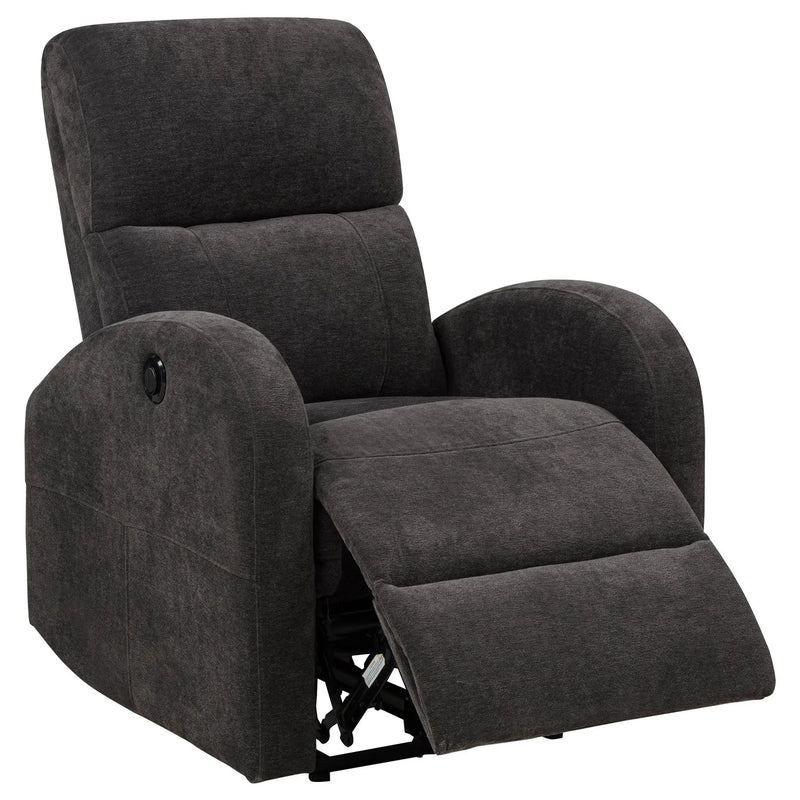 Grant Fabric Upholstered Power Recliner Chair Charcoal Grey by Unique Piece Furniture
