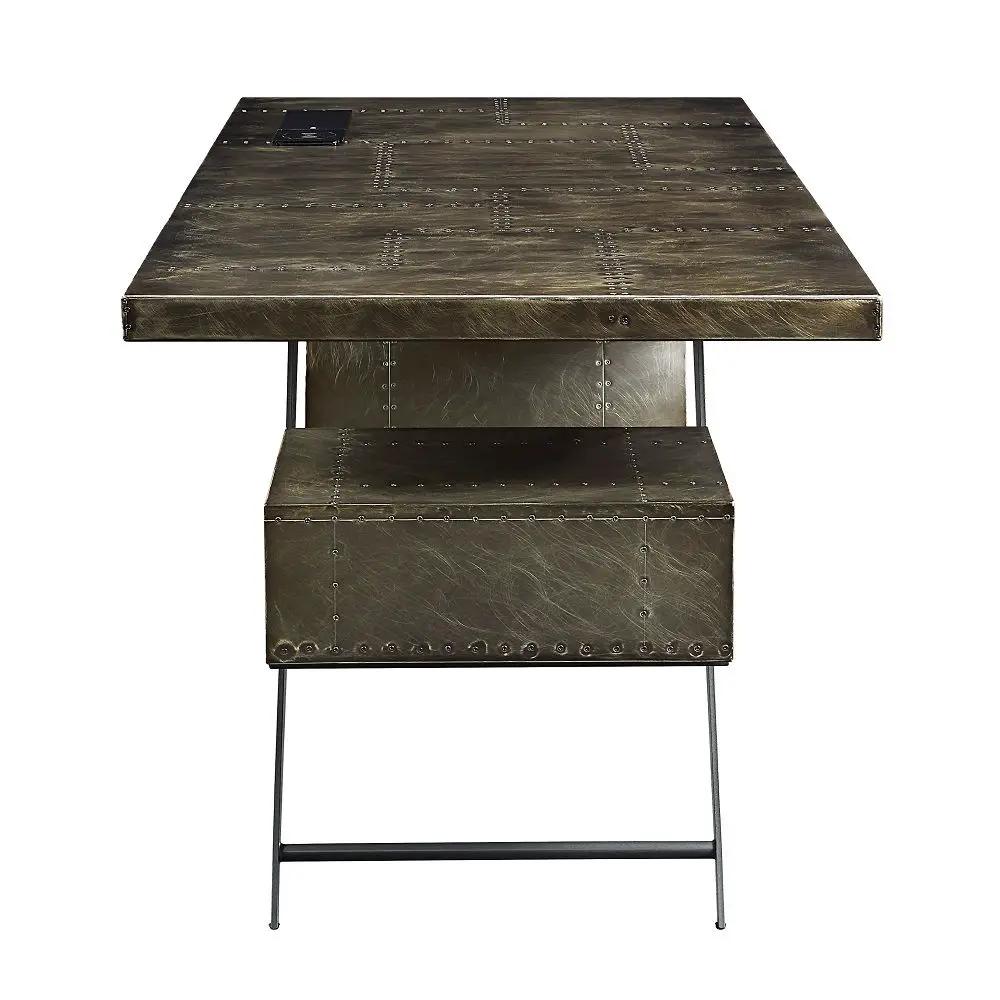Brancaster - Executive Writing Desk With USB - Bronze Aluminum by Unique Piece Furniture