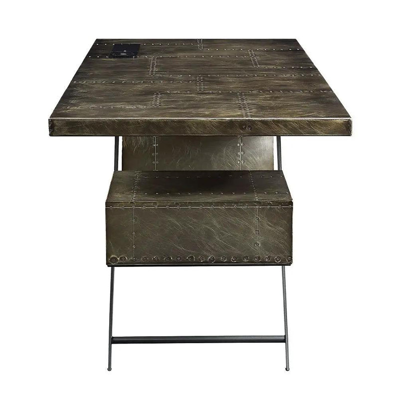 Brancaster - Executive Writing Desk With USB - Bronze Aluminum by Unique Piece Furniture