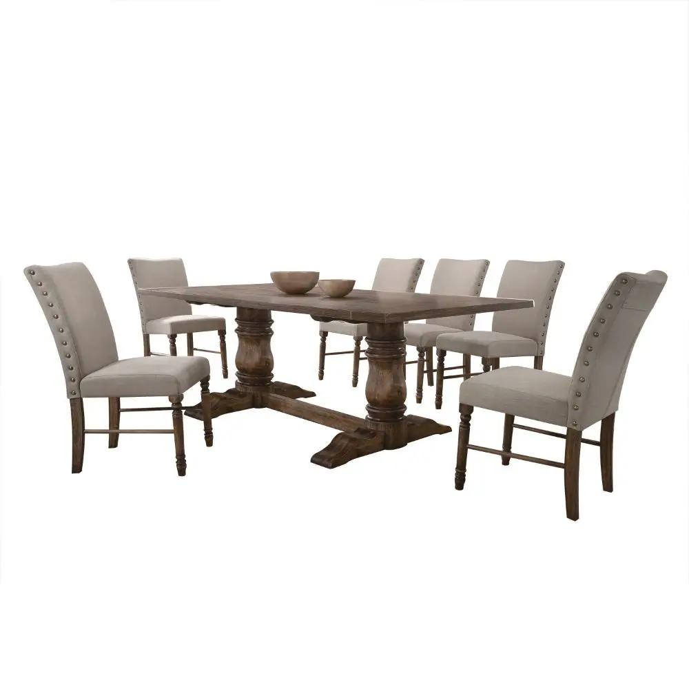 Leventis - Side Chair (Set of 2) - Cream Linen & Weathered Oak by Unique Piece Furniture