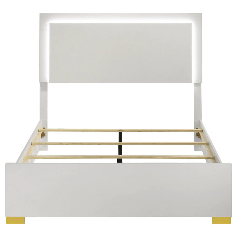 Marceline Wood Full LED Panel Bed White by Unique Piece Furniture