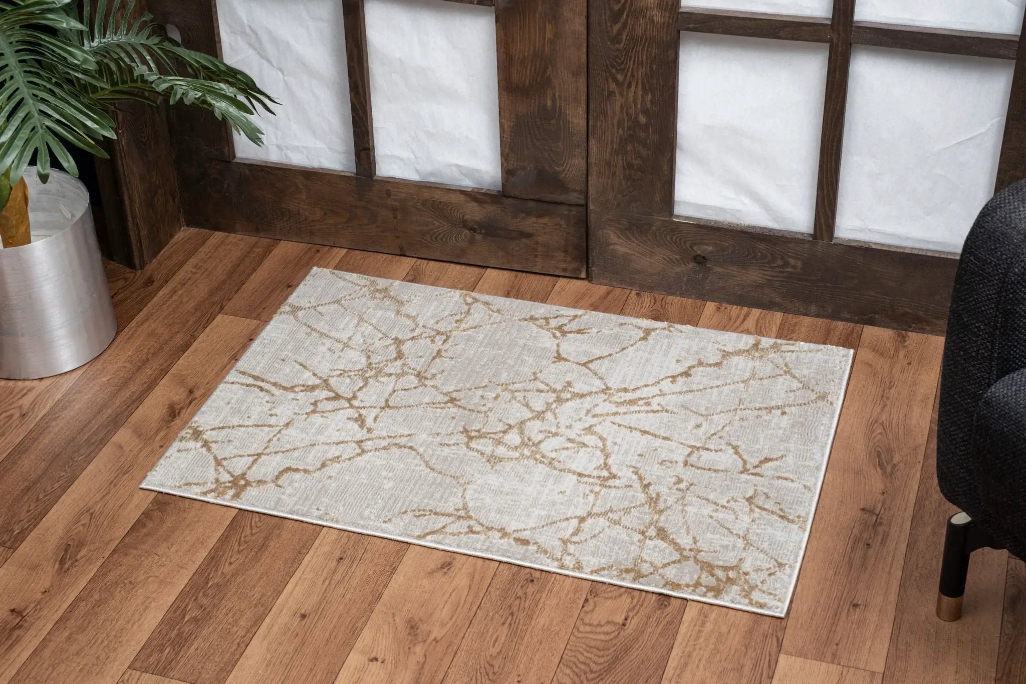 Elegance - 5'3" X 7'3" Area Rug - Gold, Polyester by HouseOfZazla