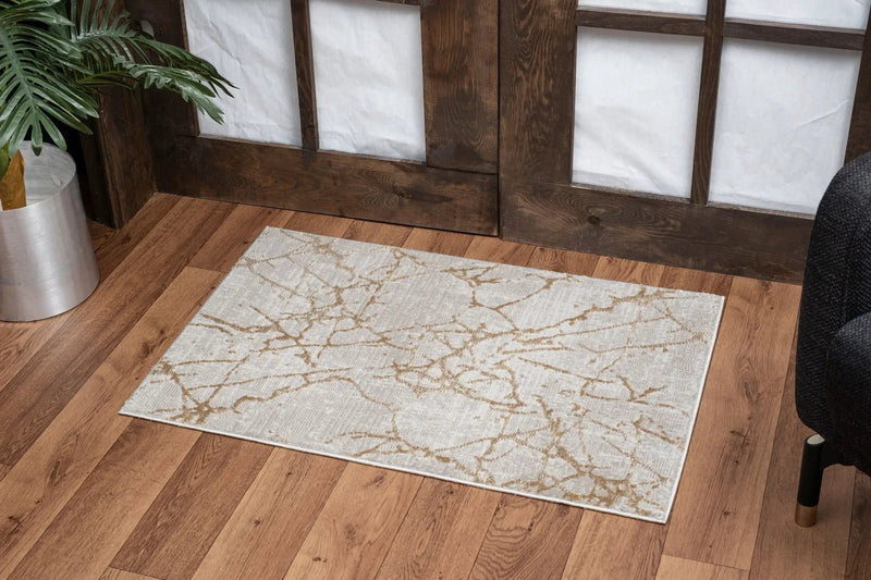 Elegance - 5'3" X 7'3" Area Rug - Gold, Polyester by HouseOfZazla