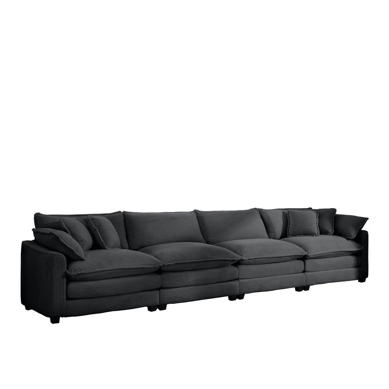 Modern Upholstered 4 Seater Fabric Sofa With Arm And Throw Pillows by Unique Piece Furniture
