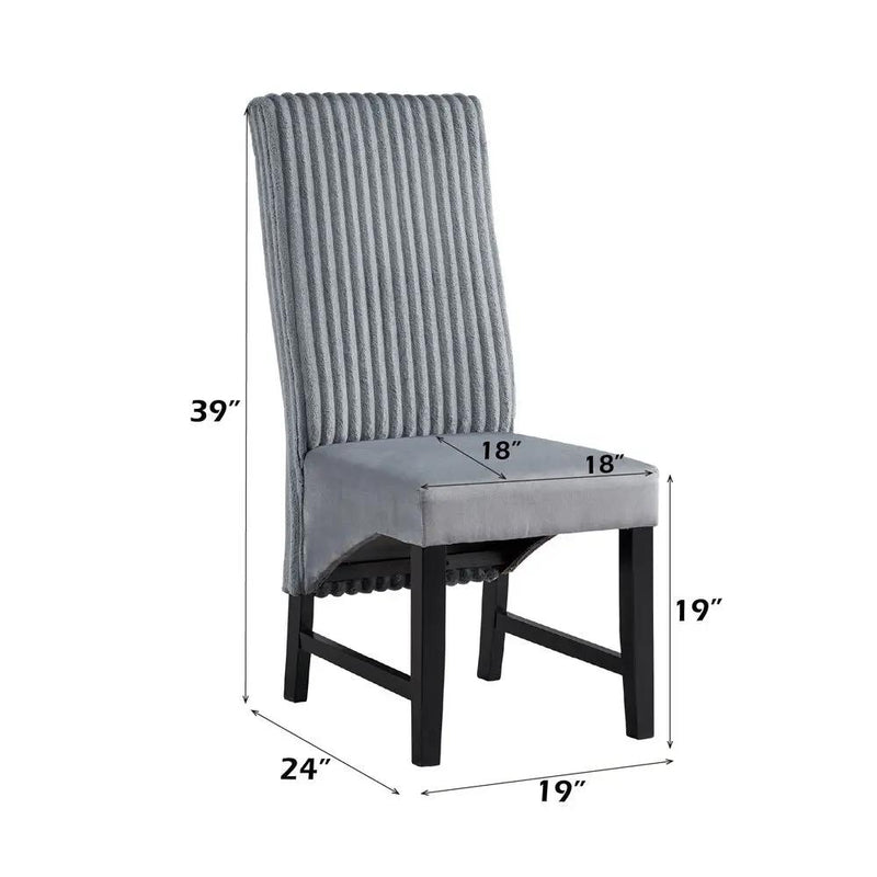 Kini - Side Chair (Set of 2) - Gray Corduroy & Black by Unique Piece Furniture
