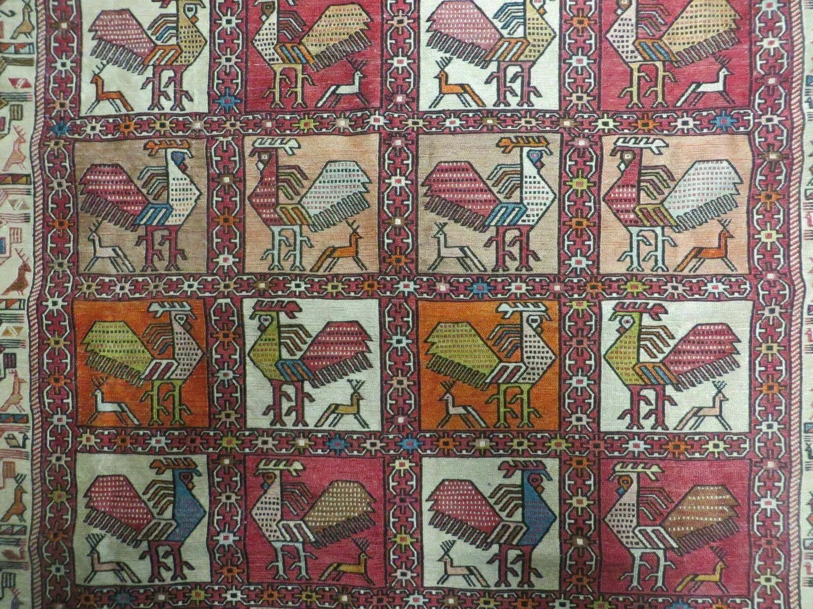 4' X 6' Vintage Russian Kilim Handmade Flat Soumak Weave Silk Wool Rug Organic by Jewel Rugs