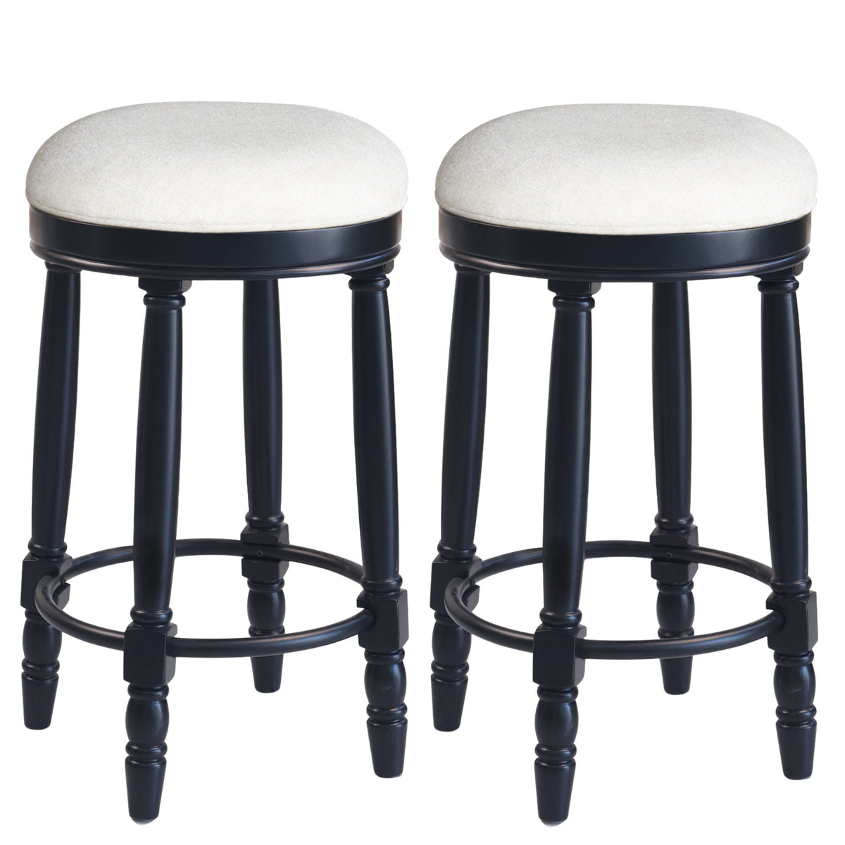 360° Swivel Wooden Barstools With Upholstered Seat, Counter Height (Set of 2), photo 2 of 20