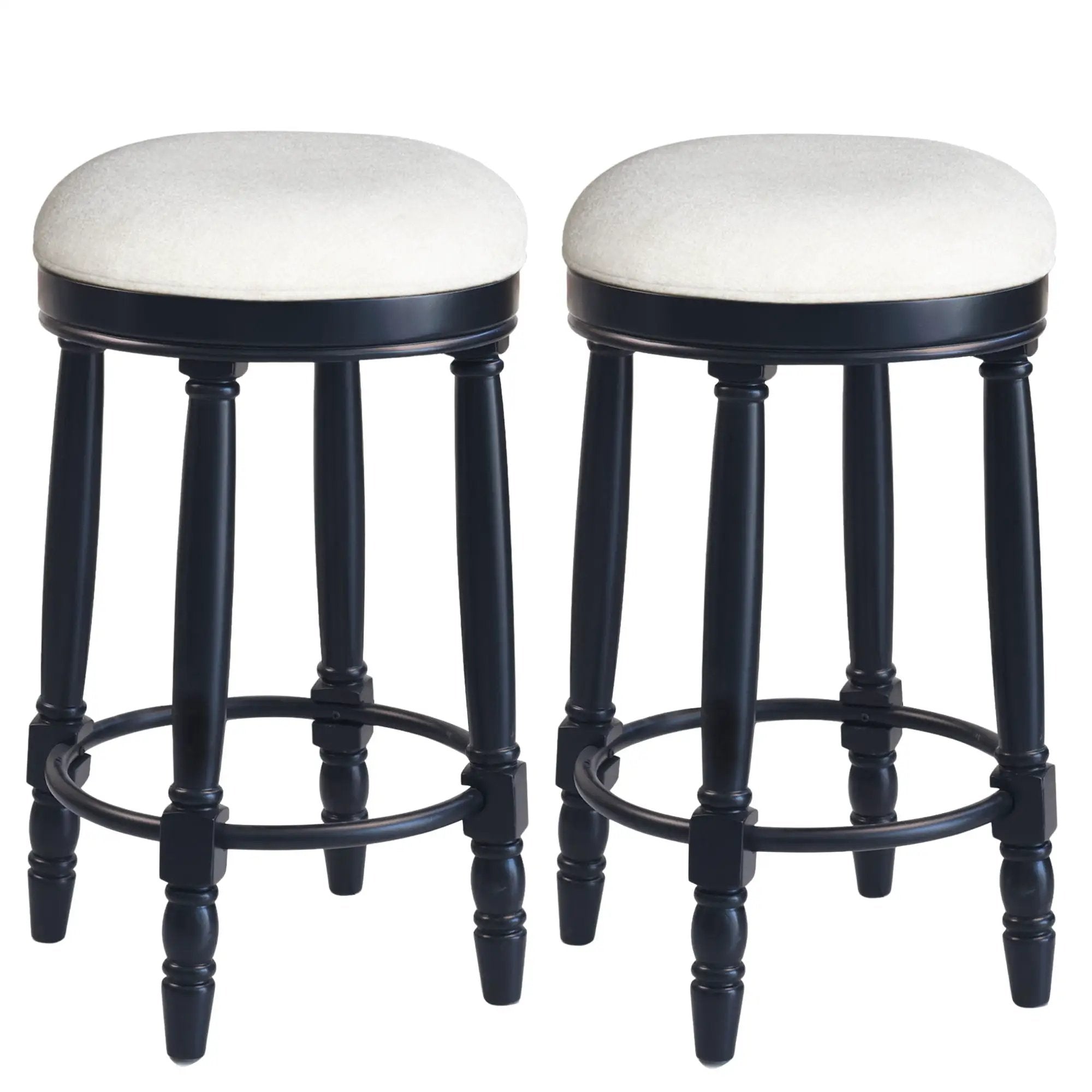 360° Swivel Wooden Barstools With Upholstered Seat, Counter Height (Set of 2) by HouseOfZazla