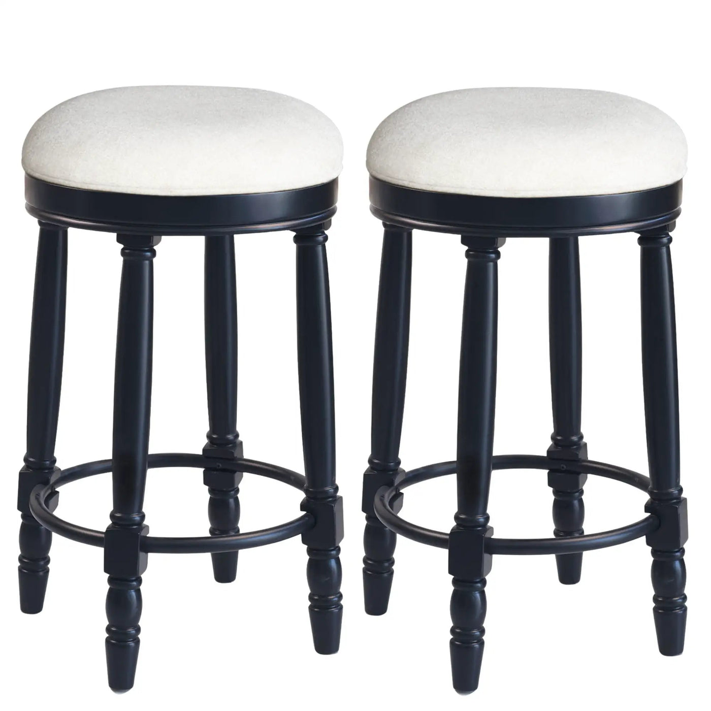 360° Swivel Wooden Barstools With Upholstered Seat, Counter Height (Set of 2) by Unique Piece Furniture