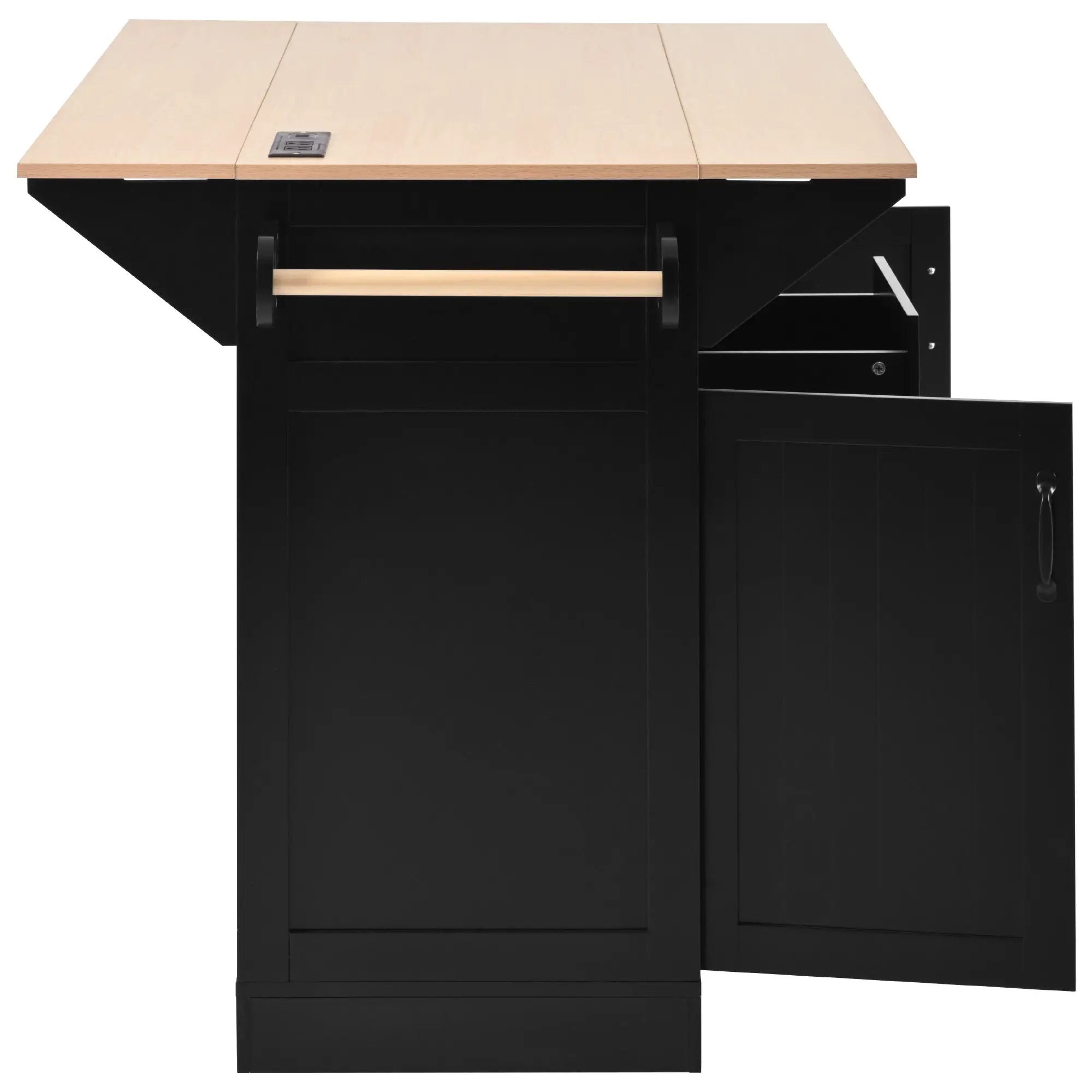 K&K 55.7'' Large Kitchen Island with 2 Drop Leaf by HouseOfZazla