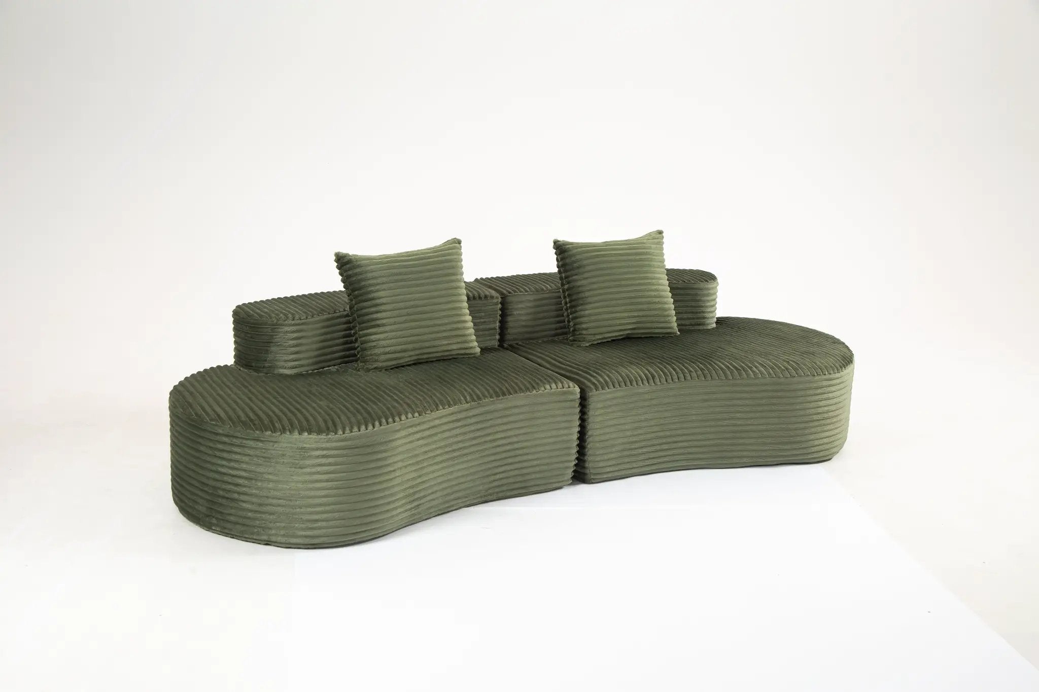Cozy Corduroy 2-Seater Sofa with Lumbar Pillows by HouseOfZazla
