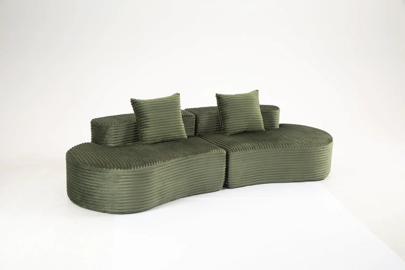 Cozy Corduroy 2-Seater Sofa with Lumbar Pillows by HouseOfZazla