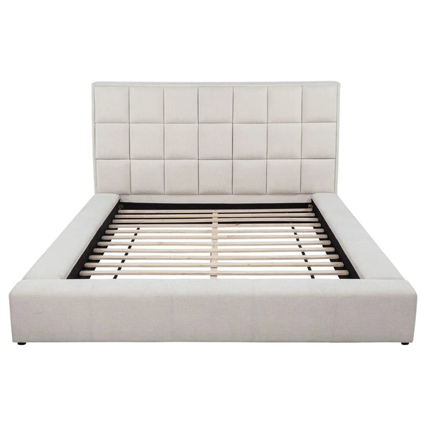 Dreux Upholstered Eastern King Panel Platform Bed Cream, photo 2 of 7