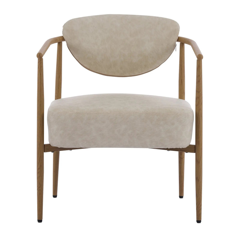 Beige PU Leather Dining Room Chair with Metal Frame by HouseOfZazla