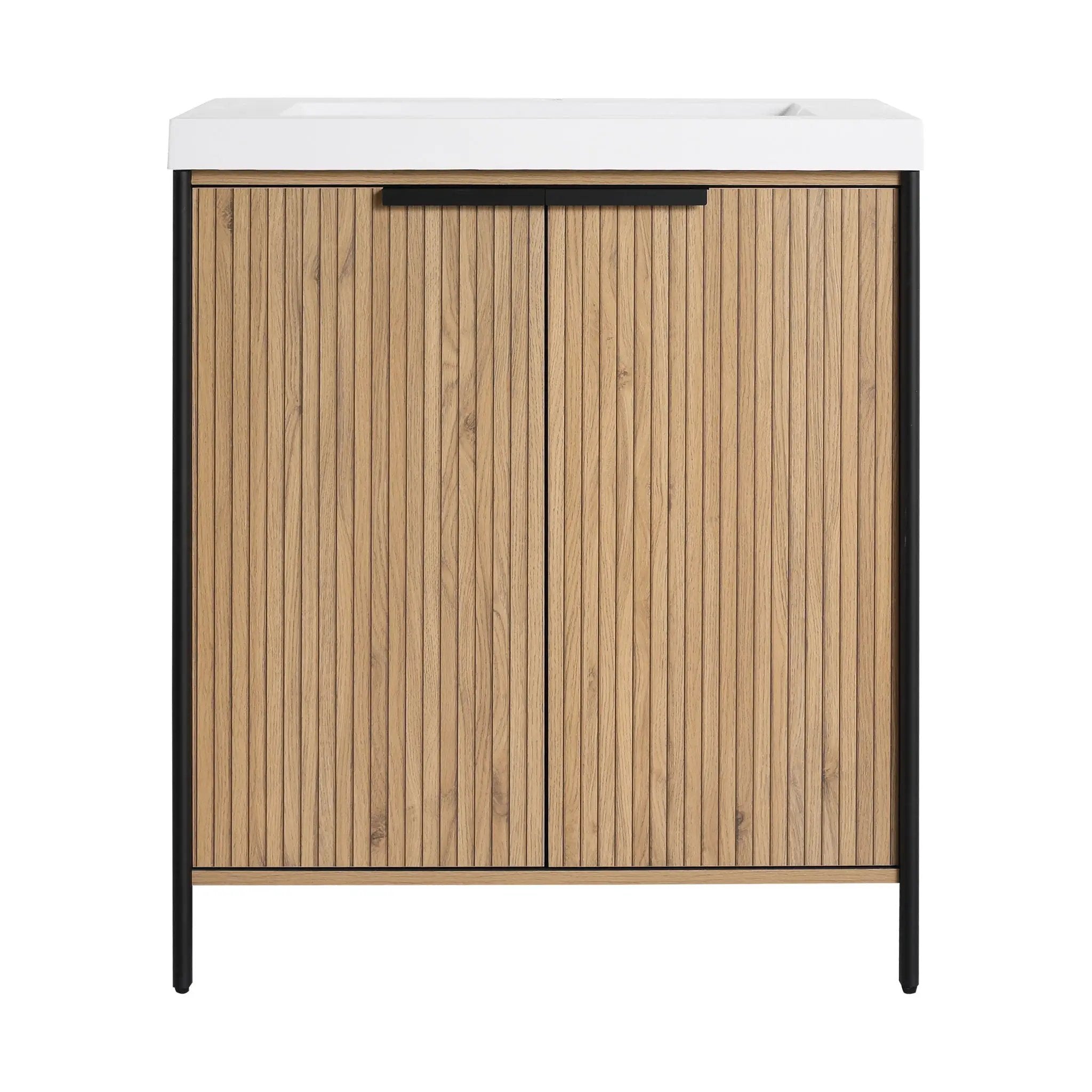 Modern Freestanding Bathroom Vanity With Resin Sink & Soft Close Cabinet Doors by HouseOfZazla