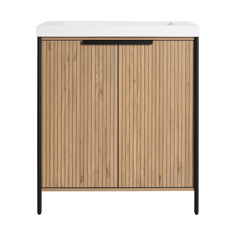 Modern Freestanding Bathroom Vanity With Resin Sink & Soft Close Cabinet Doors by HouseOfZazla