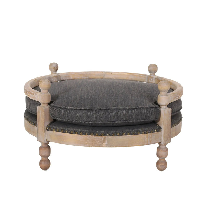 Round Pet Sofa, Wide Upholstered Pet Bed - Charcoal by HouseOfZazla
