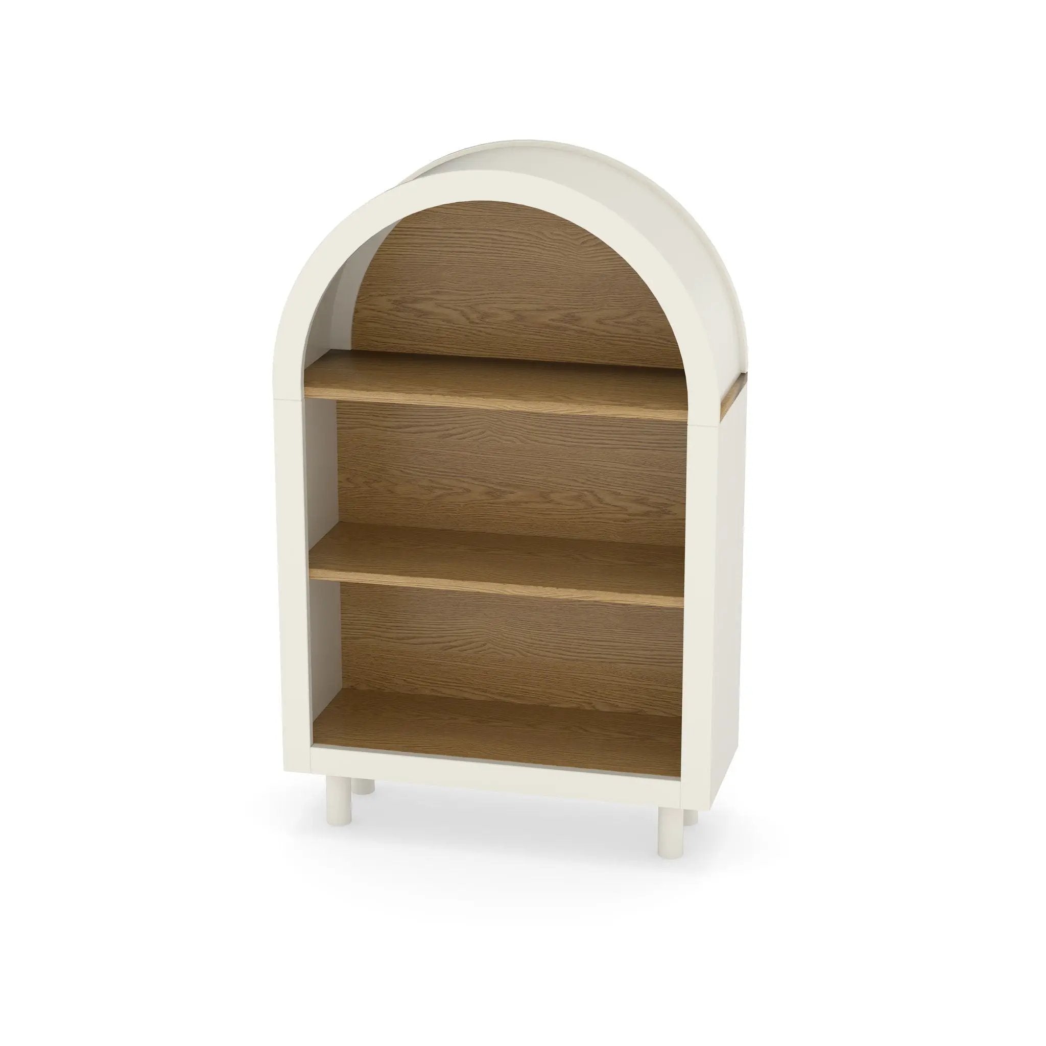 Arched Small Bookcase, Storage Cabinet, Bookshelf With 3 Shelves For Living Room - Oak / White by HouseOfZazla