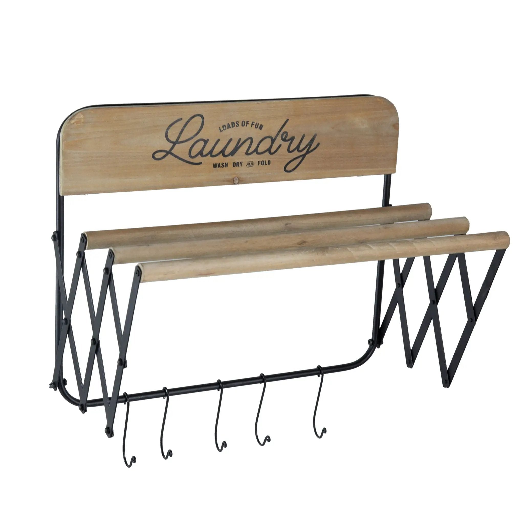 Laundry Rack With Accordion Design - Brown / Black - Black Brown by Unique Piece Furniture