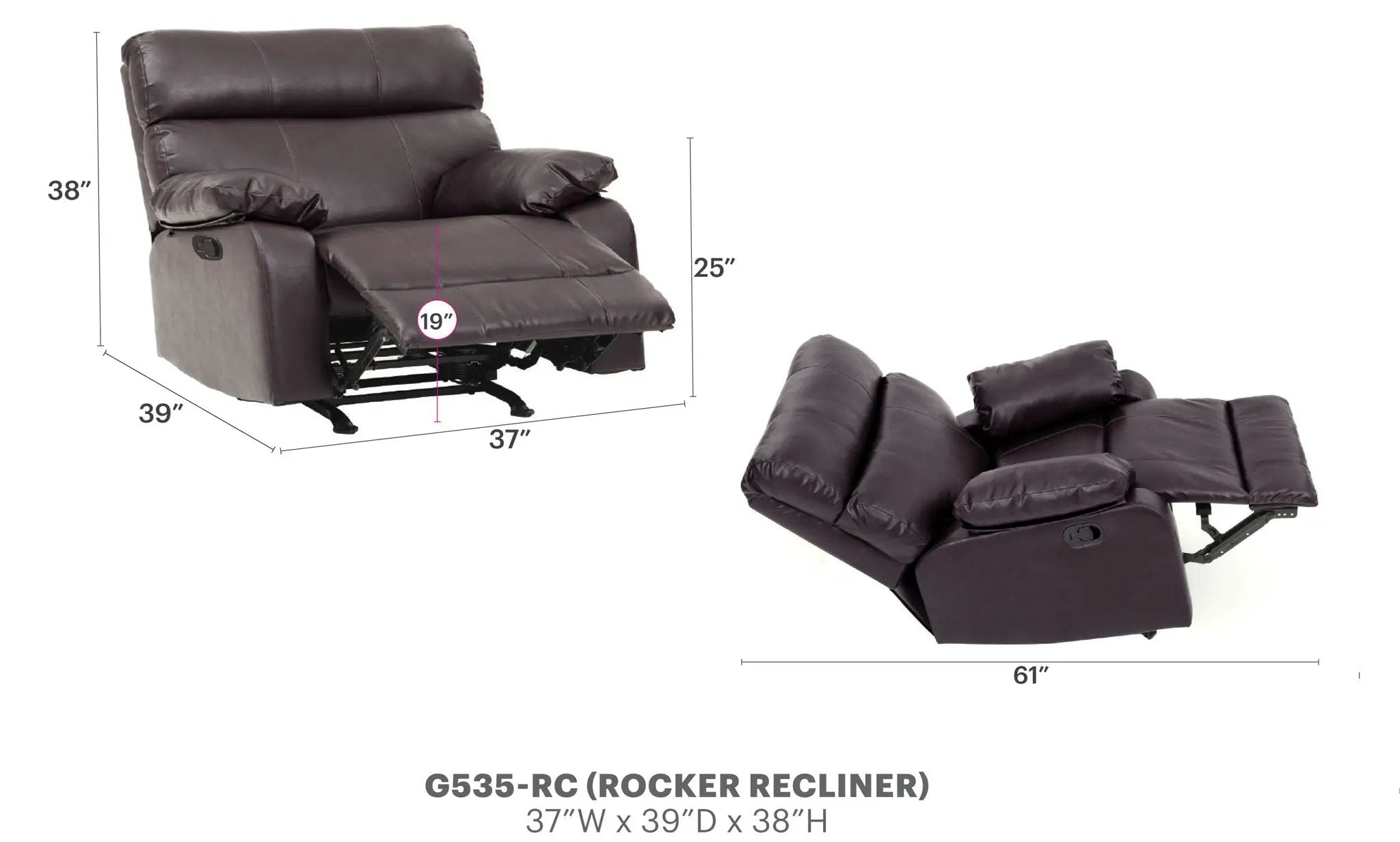 Modern Design Rocker Recliner by Unique Piece Furniture