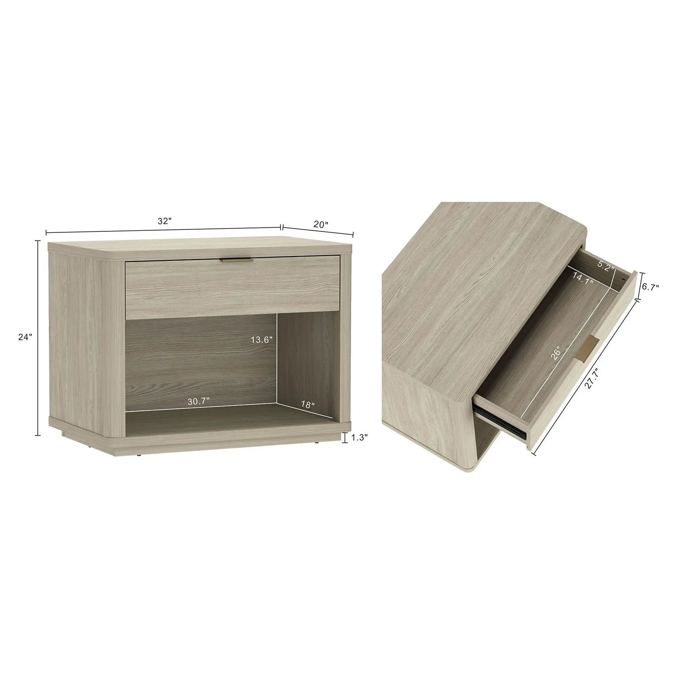 Evelyn - Nightstand With 1 Drawer And Open Shelf by HouseOfZazla