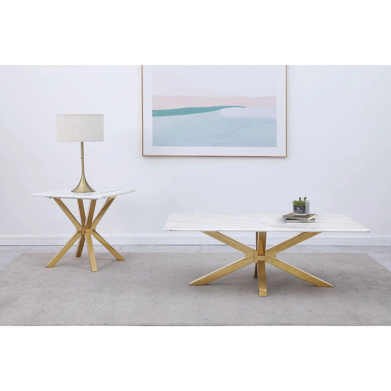 Maciel - Coffee Table With Accents - White Marble