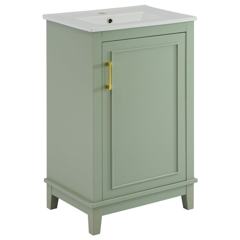 Modern Small Bathroom Vanity Cabinet With Ceramic Basin, Ample Storage, 1 Soft Close Door by HouseOfZazla