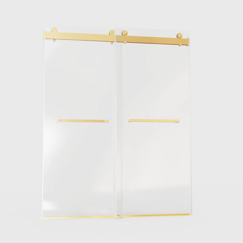 Frameless Double Sliding Soft-Close Shower Door, 3 / 8" (10Mm) Thick SGCC Tempered Glass Door, Matte by HouseOfZazla